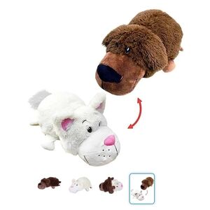 Flip A Zoo Plush Bradley Brown Labrador Dog/Rachel White Cat 2in1 Pillow